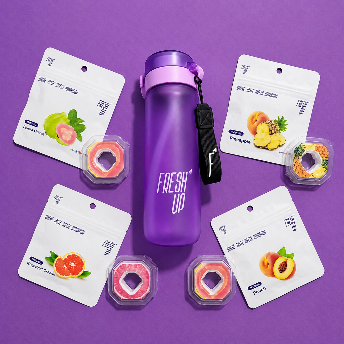 FreshUp Purple Bottle + 4 Capsules of your choice