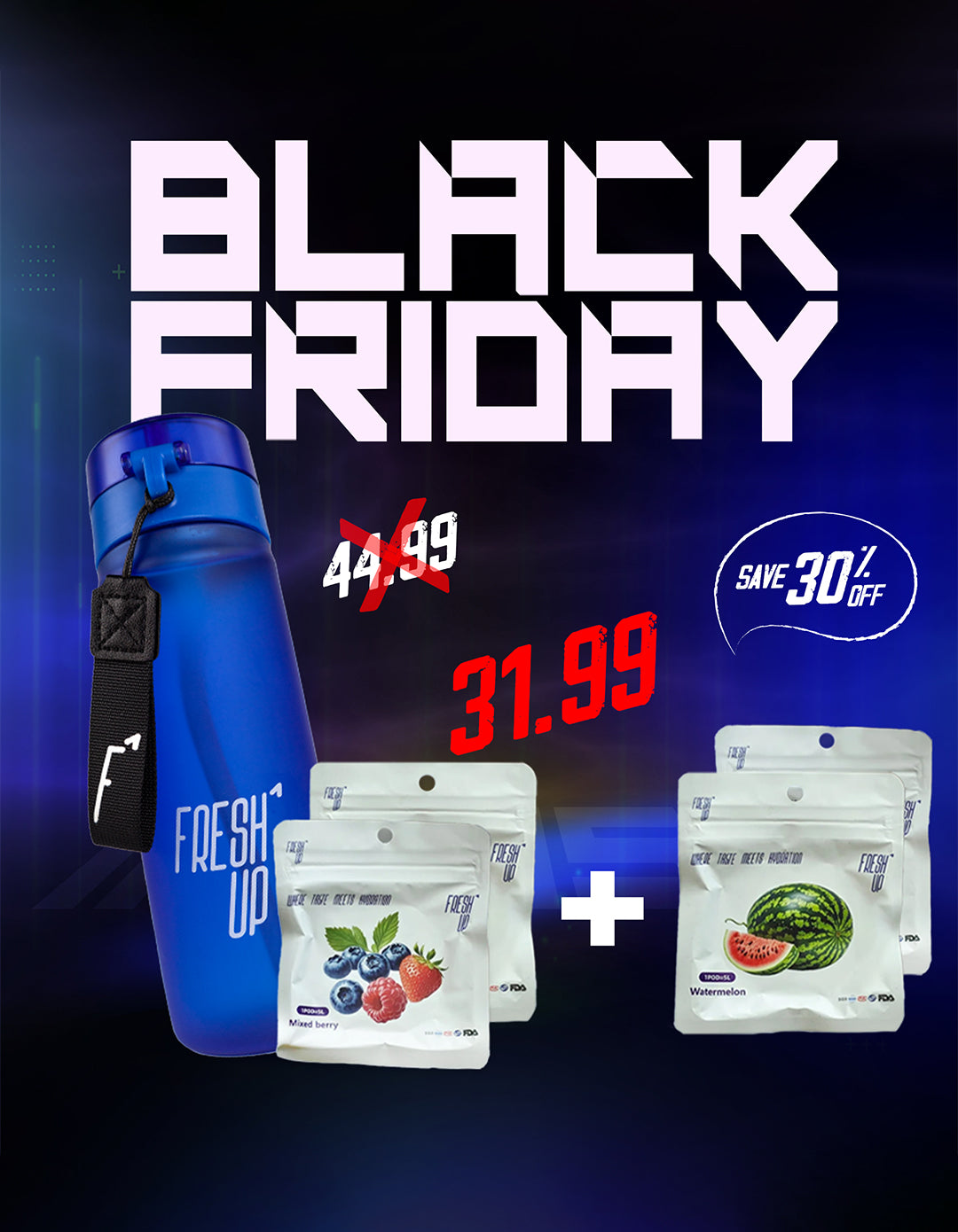 FreshUp Blue Bottle + 4 Capsules