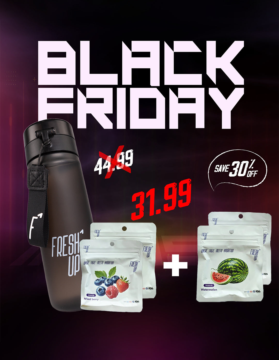 FreshUp Black Bottle + 4 Capsules