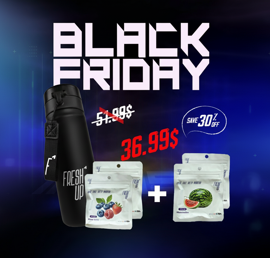 FreshUp Stainless Steel Bottle Bundle + 4 Capsules