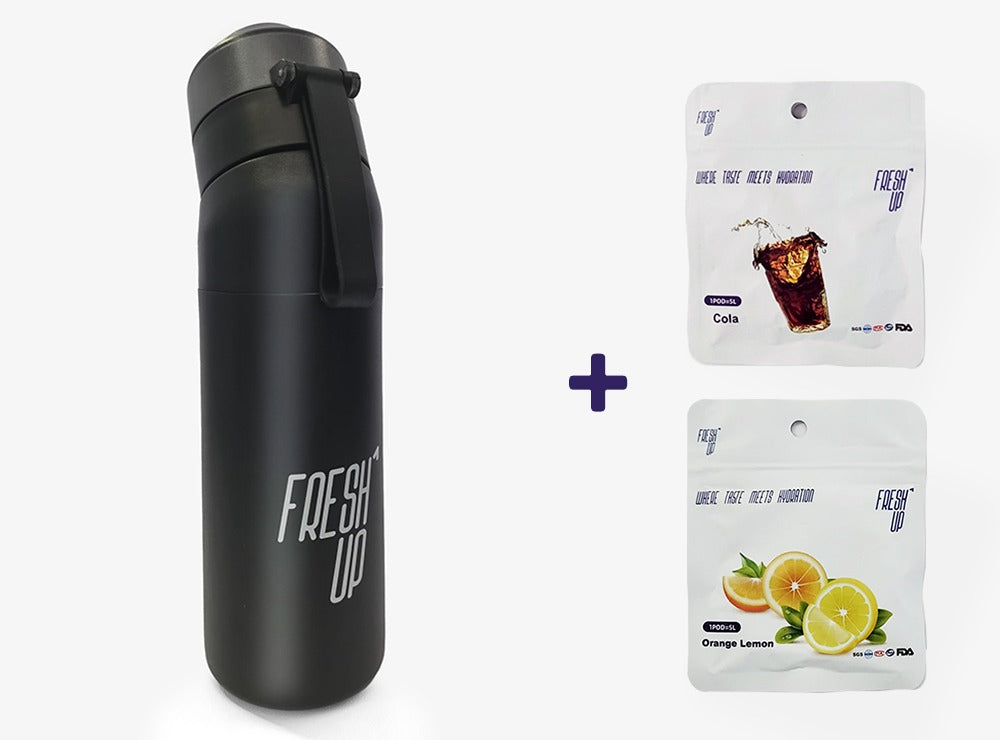 FreshUp Stainless Steel Bottle Bundle + 2 Capsules